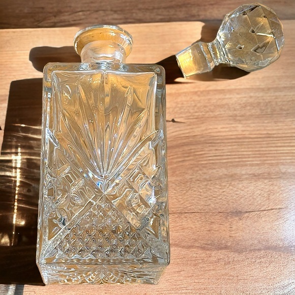 Elegant Bohemian Czech Crystal Decanter Bottle - Handcrafted Artistic Glassware
